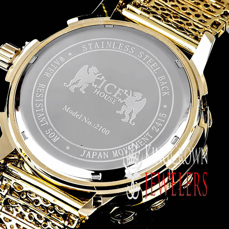 Pre-owned Jojino Mens /jojo/joe Rodeo Real Diamond Gold Tone 2 Row Bezel Custom Band Watch