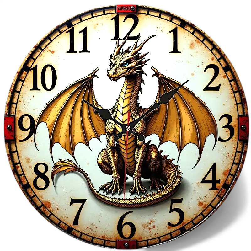 Vintage Dragon Wall Clock 10 Inch Silent Gothic Decor for Bedroom Living Room