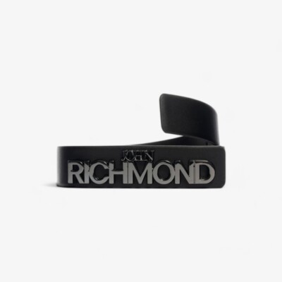 Женский ремень John Richmond Black из натуральной кожи со стальным логотипом cdf JR-C106W