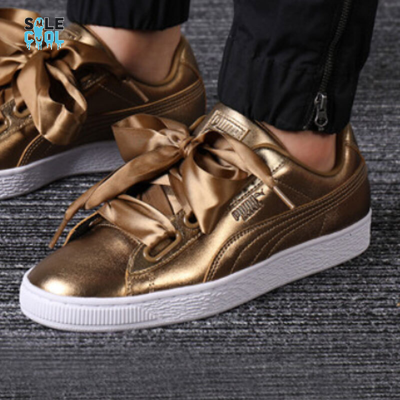 PUMA★BASKET HEART DE★レザー★ロゴ リボン★3色 美品 PUMA BASKET HEART DE BLUE ブルー リボン - メルカリ