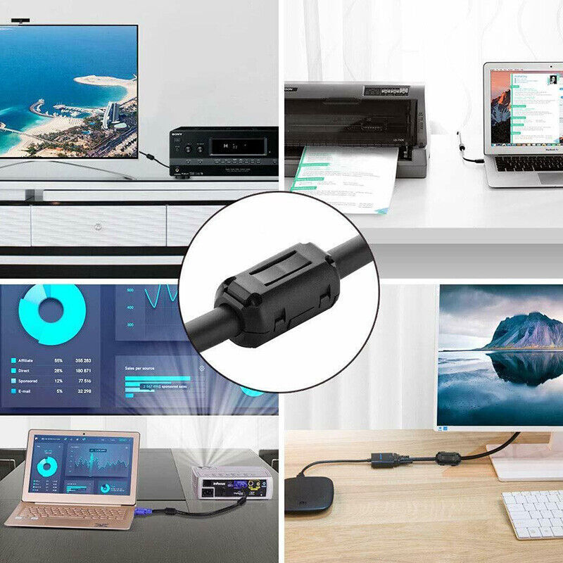 10/20PCS Ferrite Beads Clip-on Ring Core RFI EMI Noise Filter Clamp Choke Coil