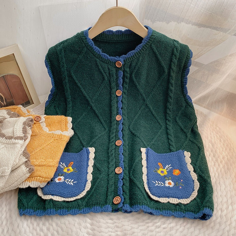 Donna Uncinetto Gilet Canottiera Maglia Canotta Rétro Etnico Floreale Mori Sweet