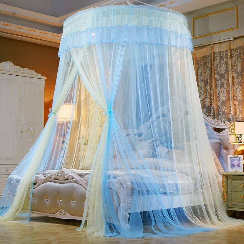 Dome Tent Bed Curtain Hung Lace Mosquito Netting Blue