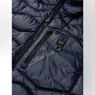 Pre-owned Blauer Men's Down Jacket  Onda Wawe Glossy Nylon 24wbluc03030 Blue Ai24