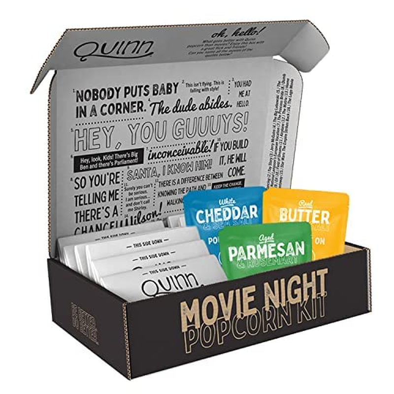 Quinn Movie Night Organic Microwave Popcorn Kit, Variety Gift Pack - Real Butter