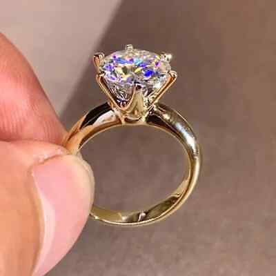 3 Ct Engagement Ring Round Cut Lab-Created Diamonds 14K Yellow Gold Plated Ring