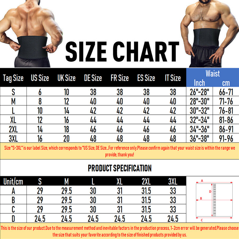 Men's Neoprene Waist Trimmer Belt Trainer Slimmer Body Shaper Sauna Sweat Girdle