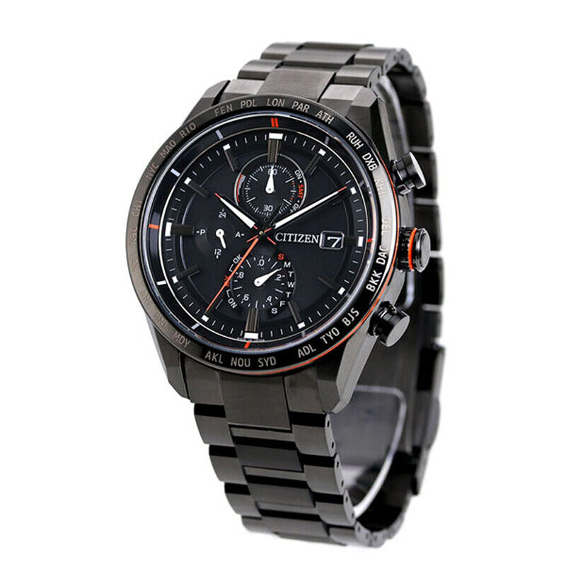 Pre-owned Citizen Attesa At8185-62e Eco-drive Radio Titanium Men`s Watch Made In Japan