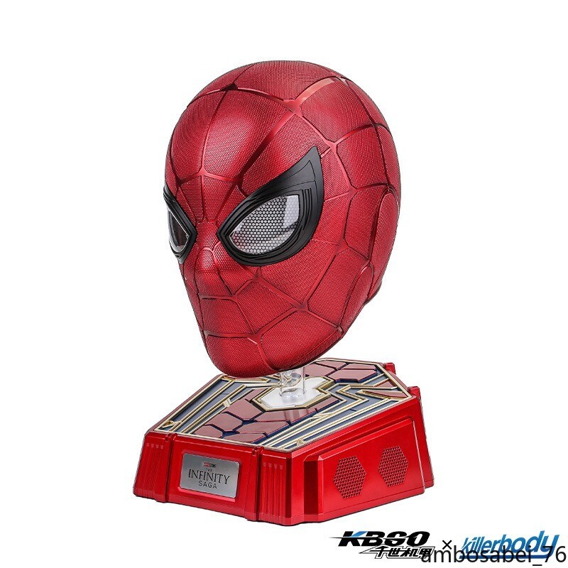 Pre-owned Marvel Comics Iron Spider Helmet Electric Blink Bluetooth Speaker 1:1 Genuine In Red