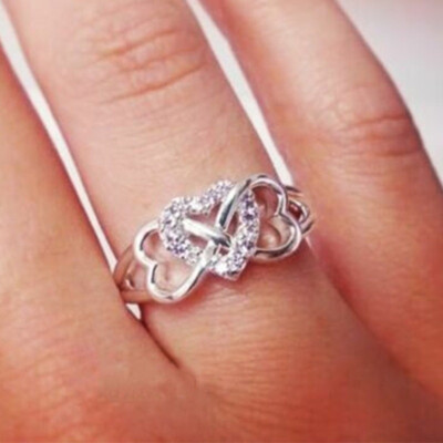 Heart Women Elegant Cubic Zircon 925 Silver Filled Ring Party Jewelry Sz 6-10