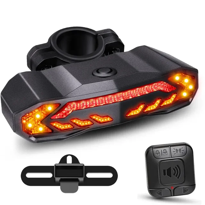 Bike Tail Light for Cargo Rack Rear Bicycle Rechargeable Horn Turn Brake Signal