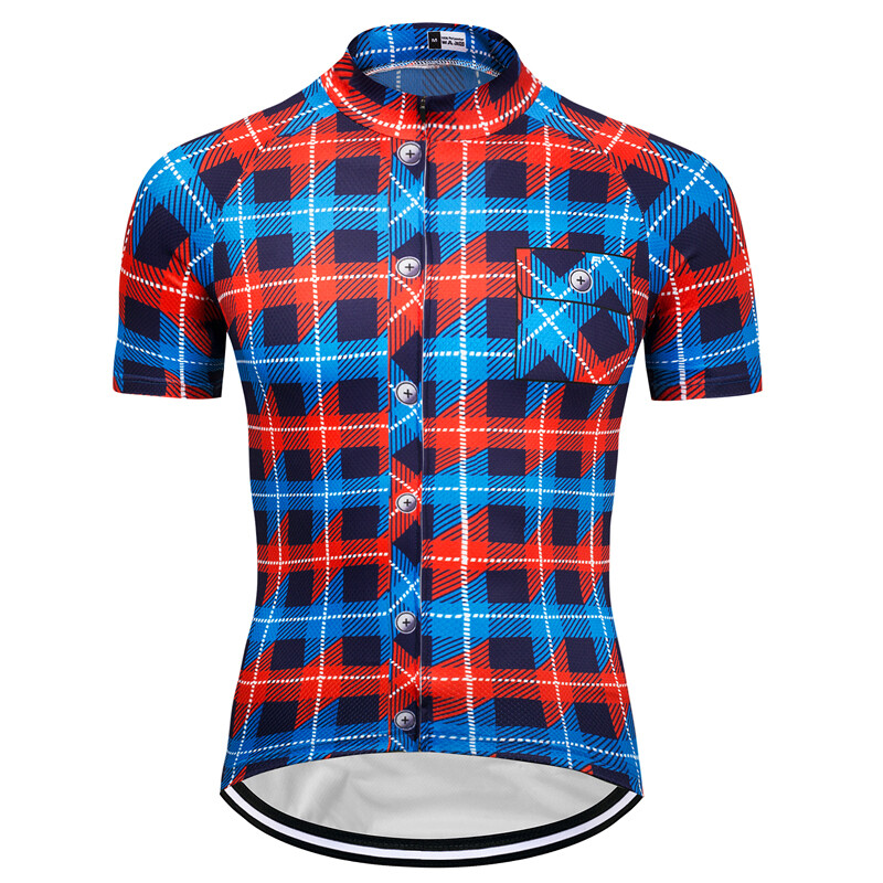 New Mens Short Sleeve Cycling Jerseys Bicycle Team Jersey Plaid Shirt Blue Color | eBay