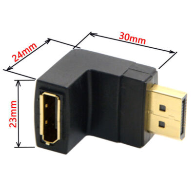 90 Degree Down Angled DisplayPort Male - Female Extension Adapter 4K DP Cable