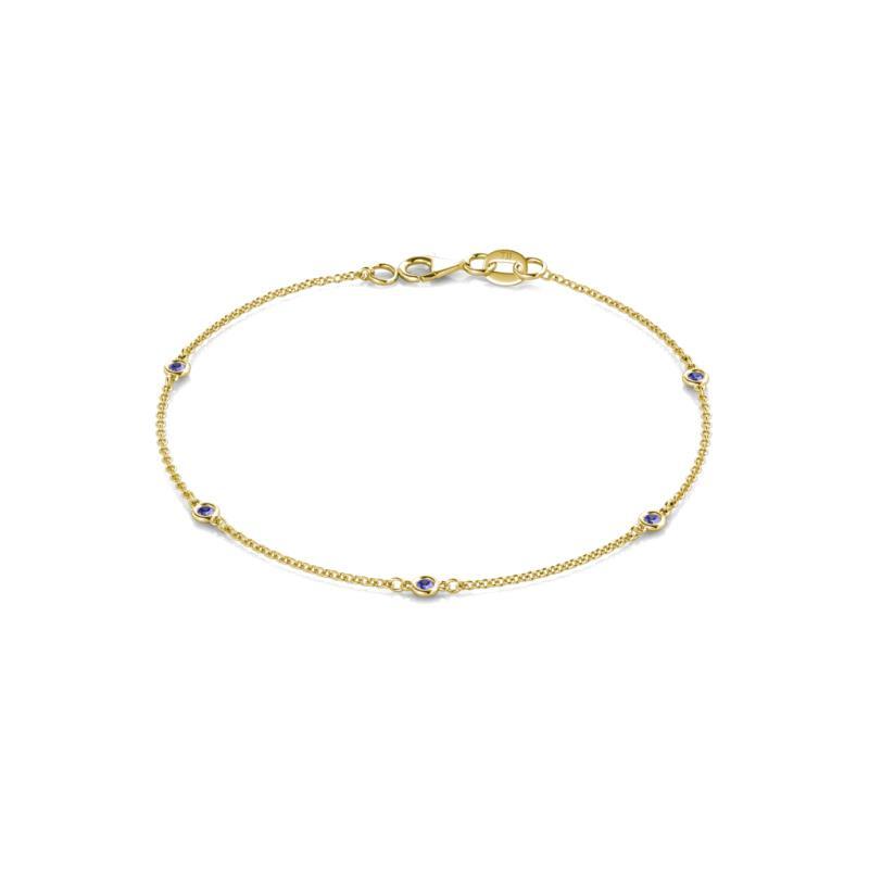 Pre-owned Trijewels Round Tanzanite 5 Stone Station Bracelet 1/8 Ctw 14k Gold Jp: 26070 In Purple