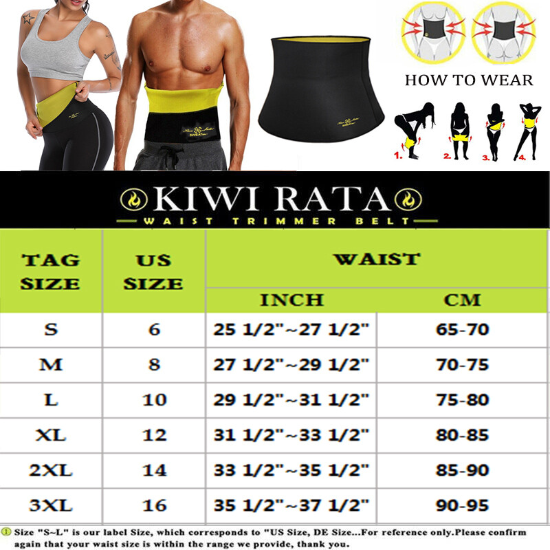 Men Sweat Weight Loss Belt Waist Trainer Trimmer Fat Burning Body Shaper Wrap U2