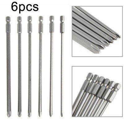 6 Set Kreuzkopf Schraubendreher Bits magnetisch Sechskant legierter Stahl Hand R