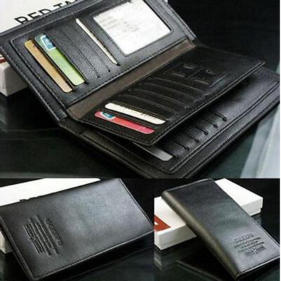 Men Business Bifold Wallet Long Clutch Leather Purse RFID Blocking Card Holder
