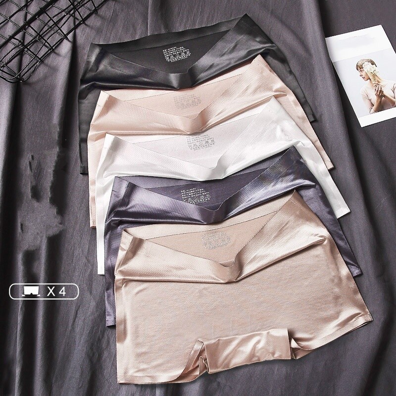 4 X Women Ice Silk Briefs Boyshorts Boxer Safety Shorts Panties Underwear