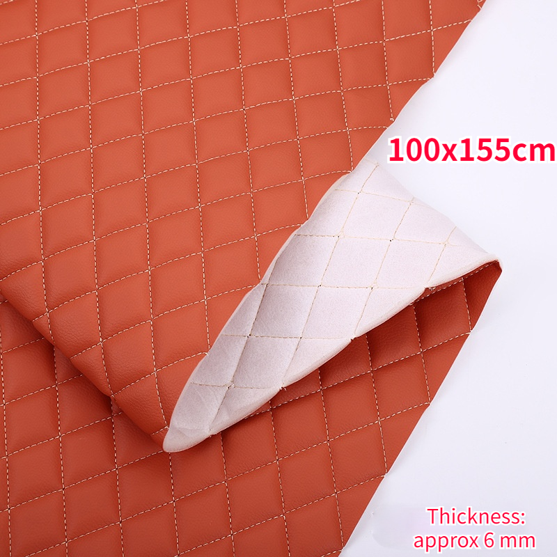 Sponge Quilted Faux Leather Fabric Diamond DIY Car Interior Sew Material