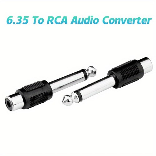 RCA Female to Jack Audio Adapter Connector 6.35mm 1/4 inch Male Mono Plug Ste...