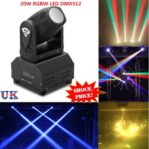 RGBW 20W Stage Light Beam LED Moving Head Lights DMX512 Disco DJ Party KTV Lamp