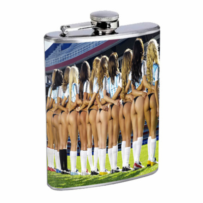 Argentina Pin Up Girls D6 Flask 8oz Stainless Steel Hip Drinking Whiskey