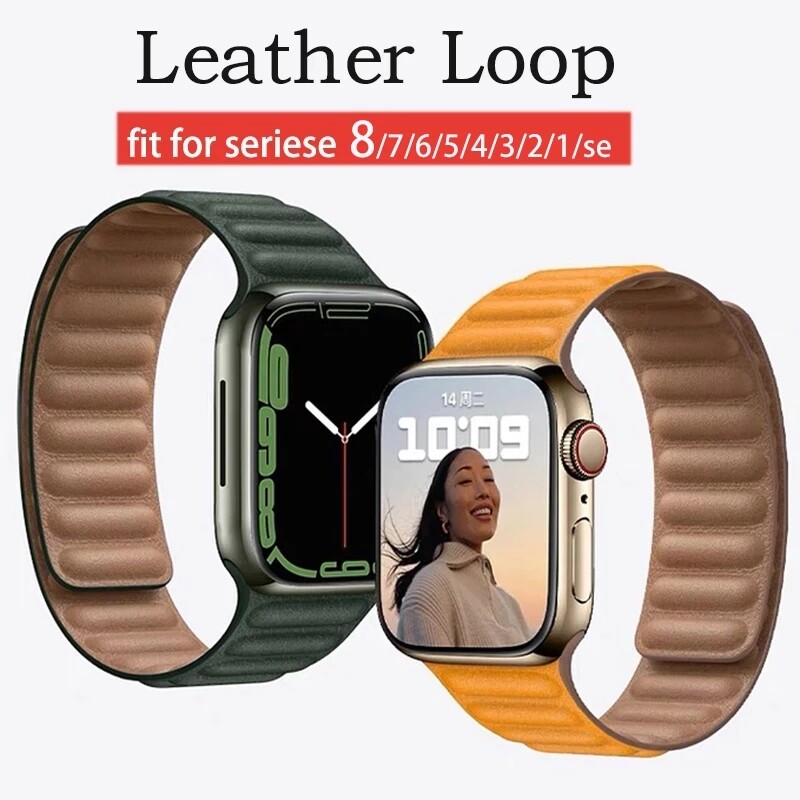 For Apple Watch Leather Link Magnetic Strap Band 38/49mm