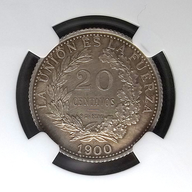 BOLIVIA - 1900 - PATTERN - 20 CENTAVOS - KM-Pn51 - NGC UNC - 20C - SILVER