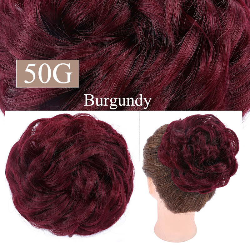 Large Curly Messy Bun Hair Piece Scrunchie Updo Natural Hair Extensions as Human