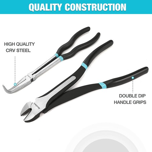 DURATECH Extra Long Needle Nose Pliers Set 4 PCS 11" Long Reach Straight Pliers