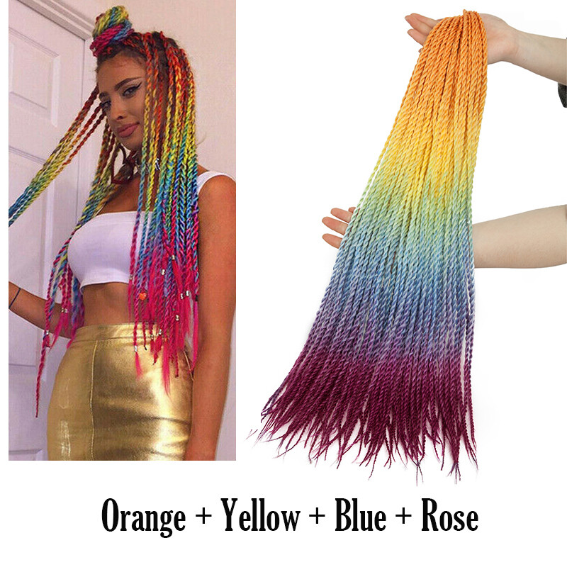 Real Long NATURAL Pre-loop Crochet Braid Senegalese Twist Hair Extension Colored