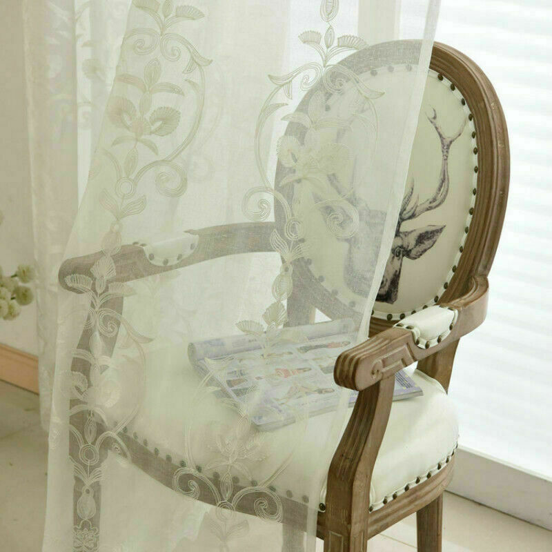 Schiebeschal Floral Spitze Voile Fenster Store Transparent 229-254 cm