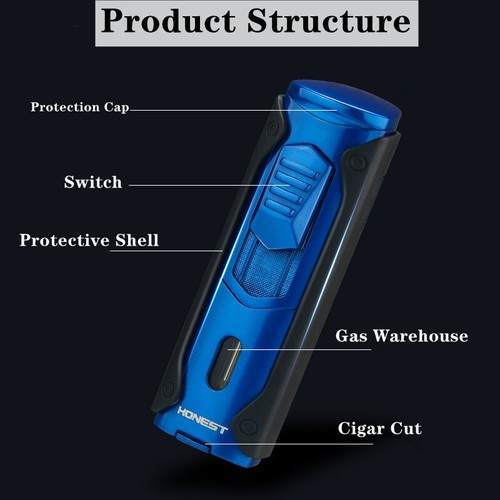 Multifunctional Cigar lighter Outdoor Turbo 4 Torch Flame Metal Windproof Butane