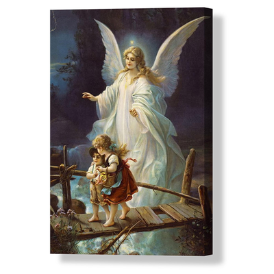 Arnlrdya Guardian Angel Wall Art Guardian Angels Kids On Bridge Canvas Art Wall