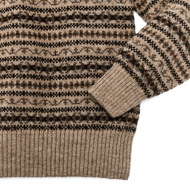 Pre-owned Filson Fair Isle Crewneck Sweater 20263566 Made In Scotland Fawn Tan Khaki Brown