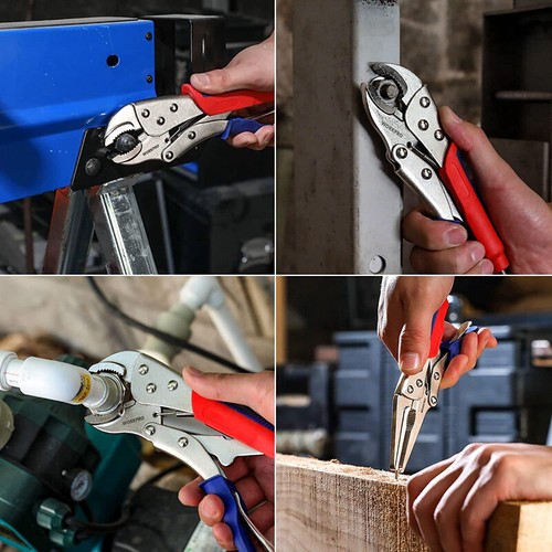 WORKPRO Locking Pliers Set 3PCS 6-1/2" Straight Jaw 7" Curved Jaw 10" Curved Jaw