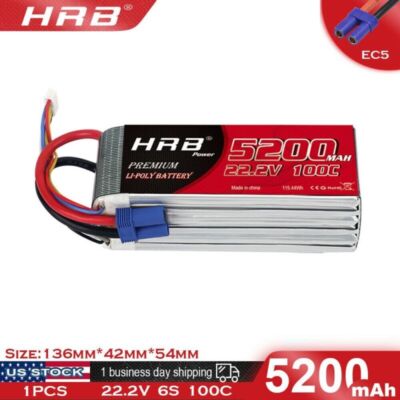 HRB 6S 5200mAh 22.2V LiPo Battery Deans for RC Heli Airplane Quad Car Truck Boat