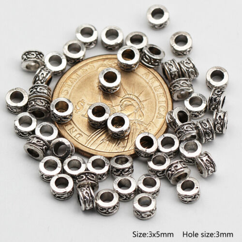 50pcs Tibetan Silver Metal Alloy Charms Loose Spacer Beads Jewelry Making Diy