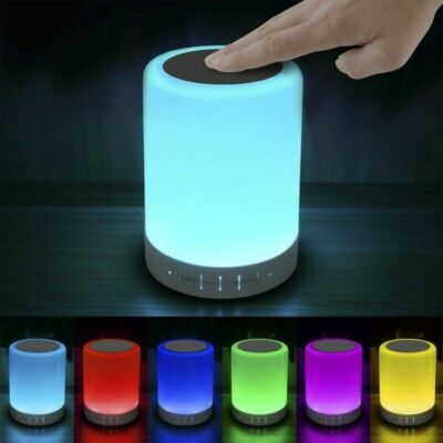 LED Wireless Bluetooth Speaker Smart Touch Night Light Desk Lamp Color Changing