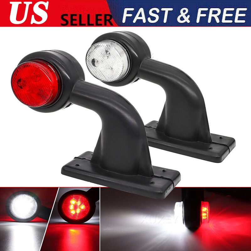 2 Led Side Marker Lights Indicator Rubbers Lamp Trailer Truck Camper 12V Outline