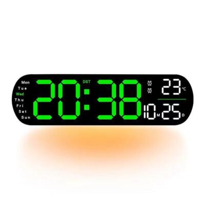 Multi Functional LED Display Clock, Digital Wall Clock with Adjustable