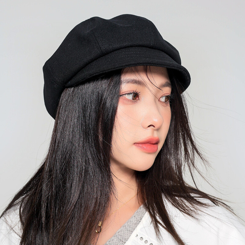 Ladies Short Brim 8 Panel Newsboy Cap Octagonal Beret Hat Fashion