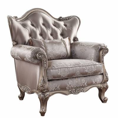 ACME Jayceon Chair with 1 Pillow in Fabric & Champagne