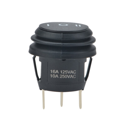 1PC SCI R13-112 Black Waterproof Rocker Switch 3-pin 3-positions 10A 250VAC