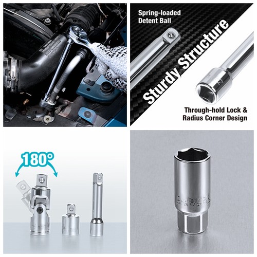 DURATECH 22PC Drive Tool Accessory Set Socket Adapters Extension Bars Steel