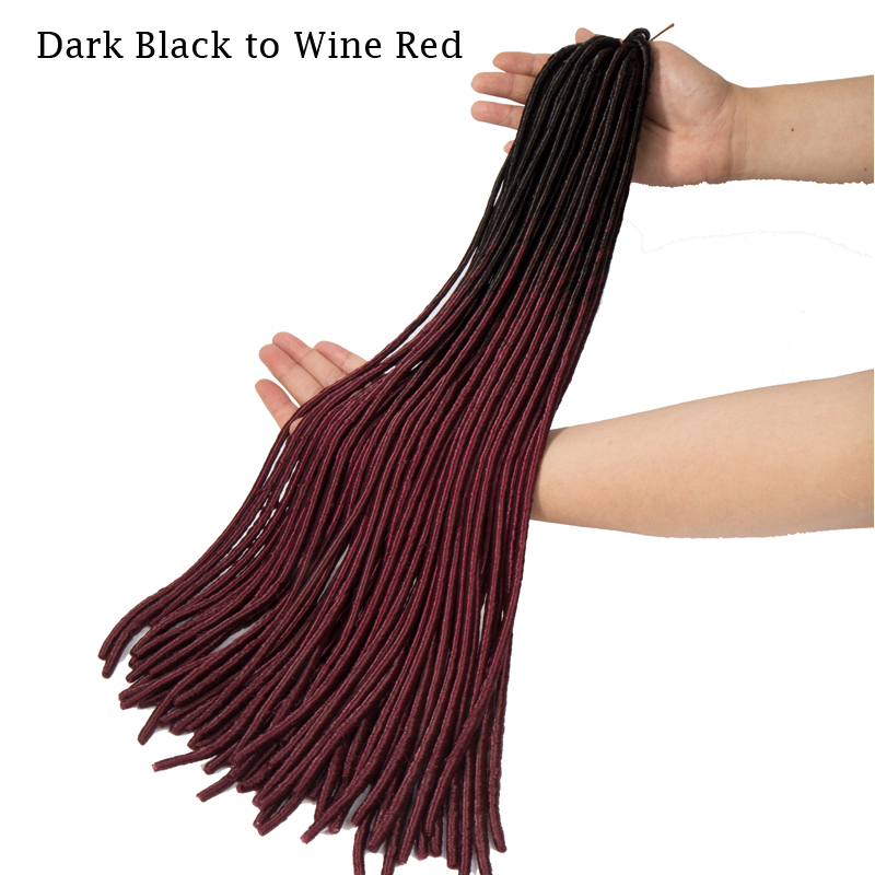 20 Colors Faux Locs Dreadlocks Crochet Braid Hair 24" Synthetic Hair Extensions