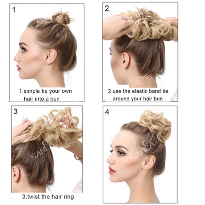 Tousled Updo Messy Ponytail Bun Elastic Band Wrap On Hair Piece