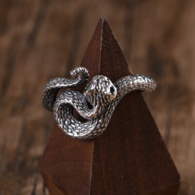 I05 Ring Winding Snake Sterling Silver 925 Adjustable Size