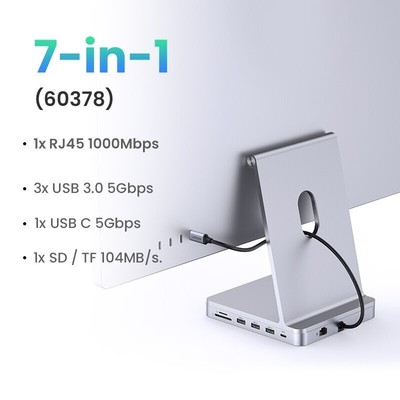 UGREEN USB C HUB to RJ45 3xUSB 3.0 5Gbps SD/TF 7-in-1 Dock For MacBook iMac iPad