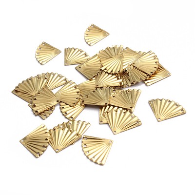 30Pcs Raw Brass Wrinkle Fan Shaped Charms Pendants 19*14mm DIY Jewellry Findings